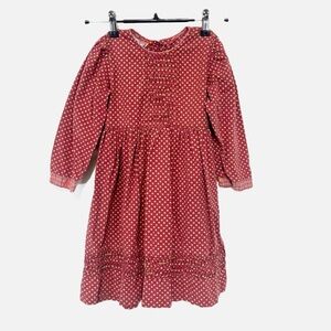 April Cornell Cornelloki Vintage Little Girl's Dress Red & Green Dot Size 3/4